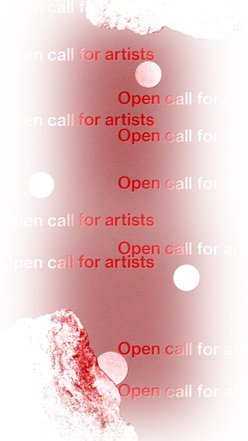 Story format in risograph red: open call for artists repeated down the frame